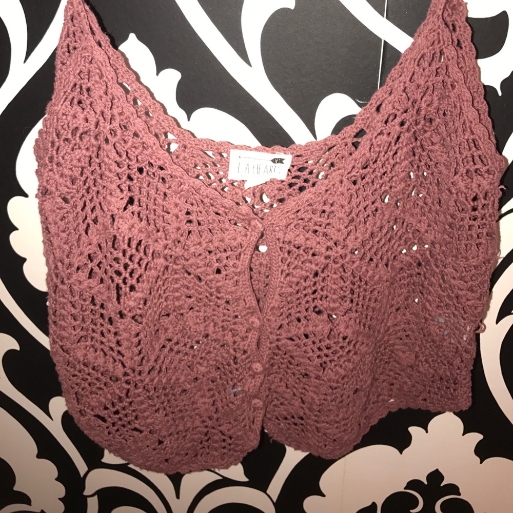 LA hearts light purple crotchet crop top