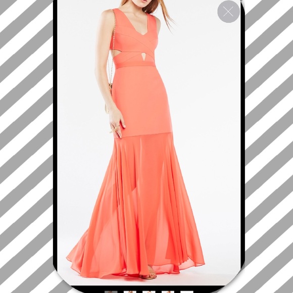 BCBG Dresses & Skirts - Bcbg Joy Cutout Gown 2 orange