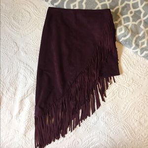 Express Purple Fringe Skirt