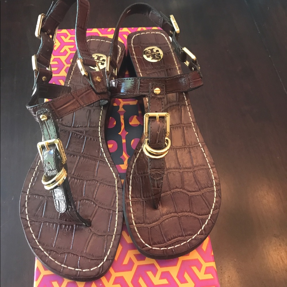 Tory Burch brown & gold sandals- size 6.5