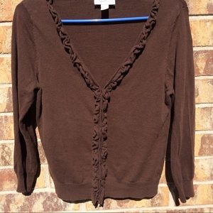 Ann Taylor Loft Brown button up sweater cardigan