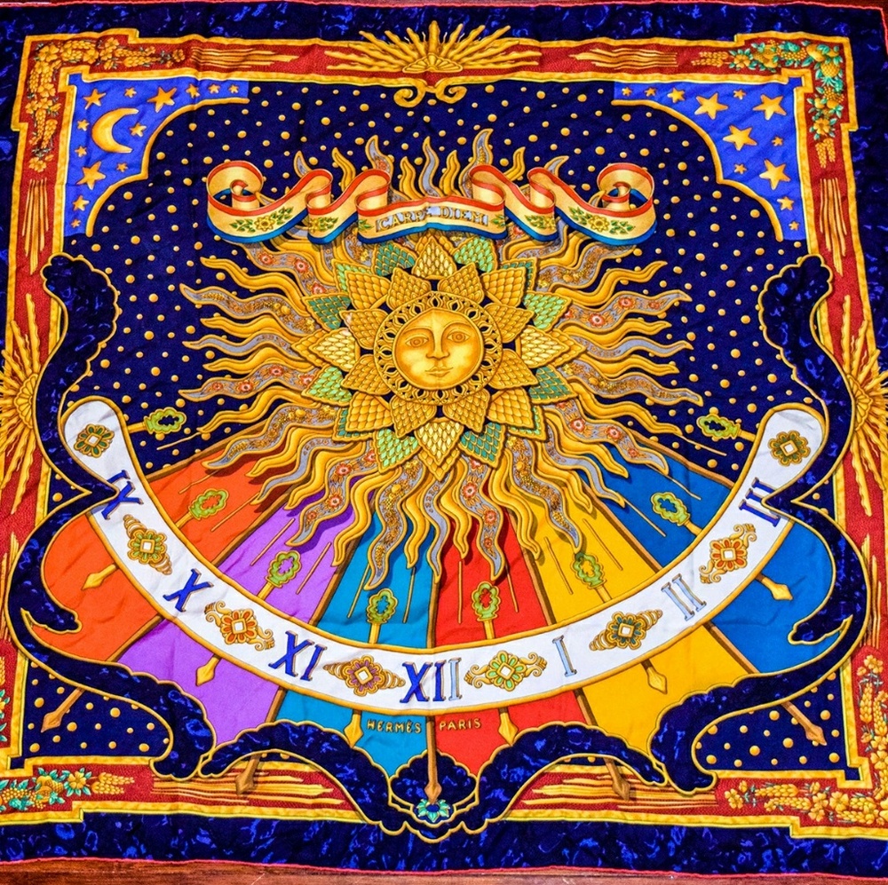 *SUPER RARE* Hermes "Carpe Diem" 100% Silk Scarf