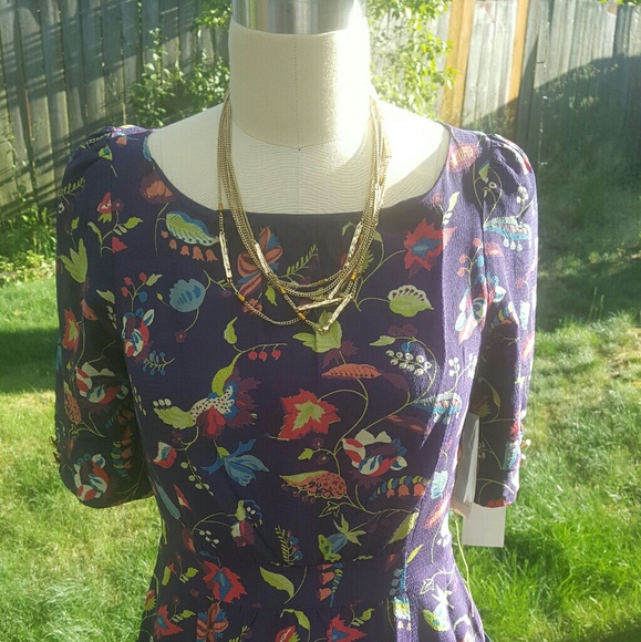 Leifsdottir - Purple Birds Glasshouse themed dress - Picture 1 of 5