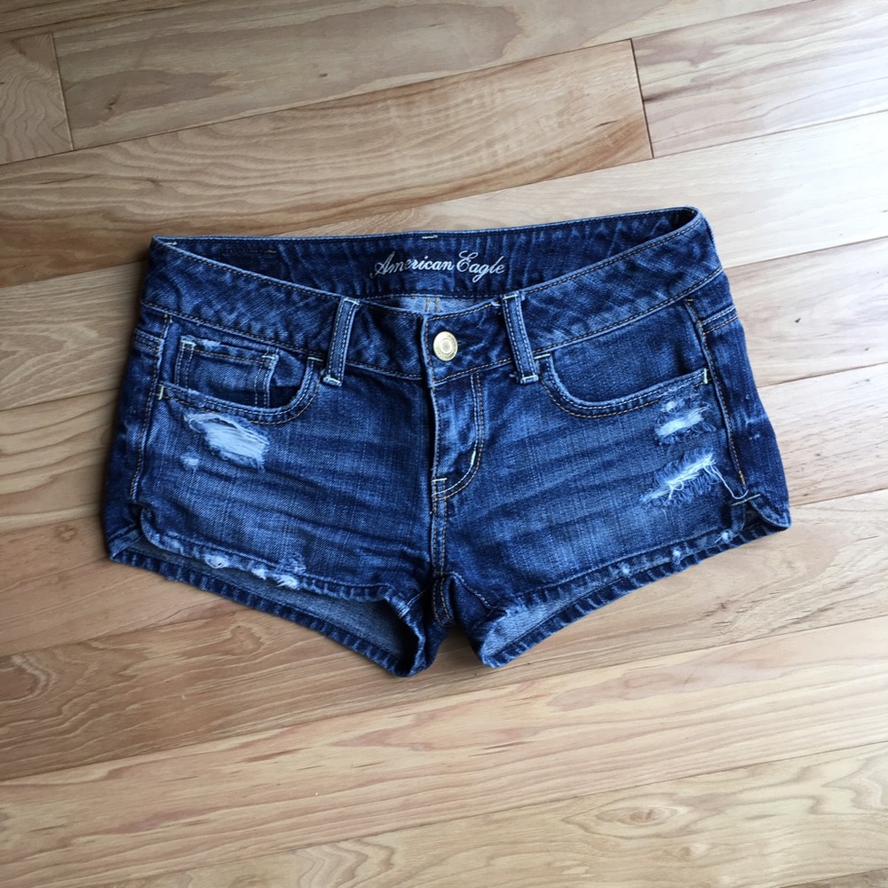 AE Destructed Denim Shortie.