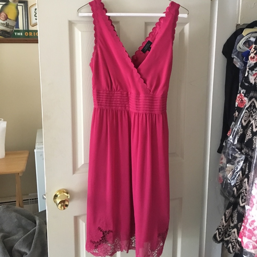 Scalloped Pink Midi Cocktail Dress