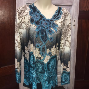 Bling Top Turquoise and Brown!