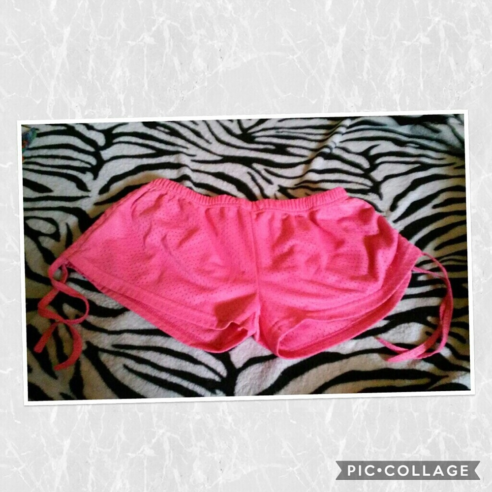 Pink drawstring booty shorts