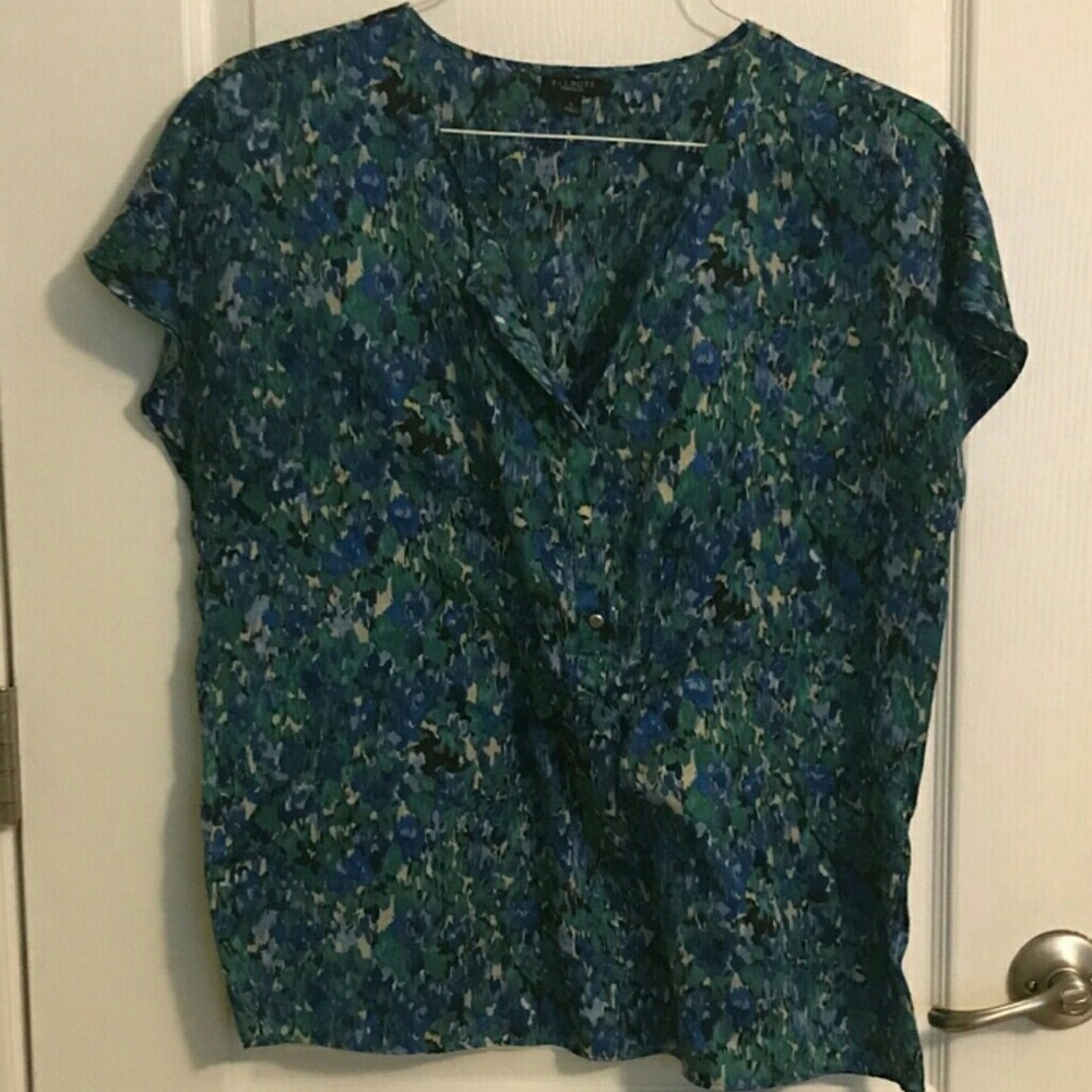 TALBOTS blue and teal blouse
