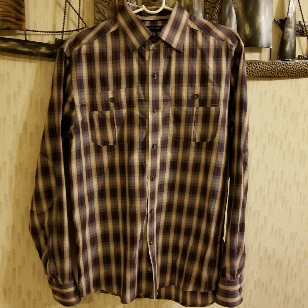 Vince Camuto 

Men's Shortshirt Plaid Long-Sleeve