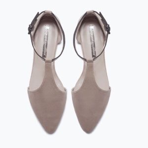 ZARA ankle-strap flats in Taupe