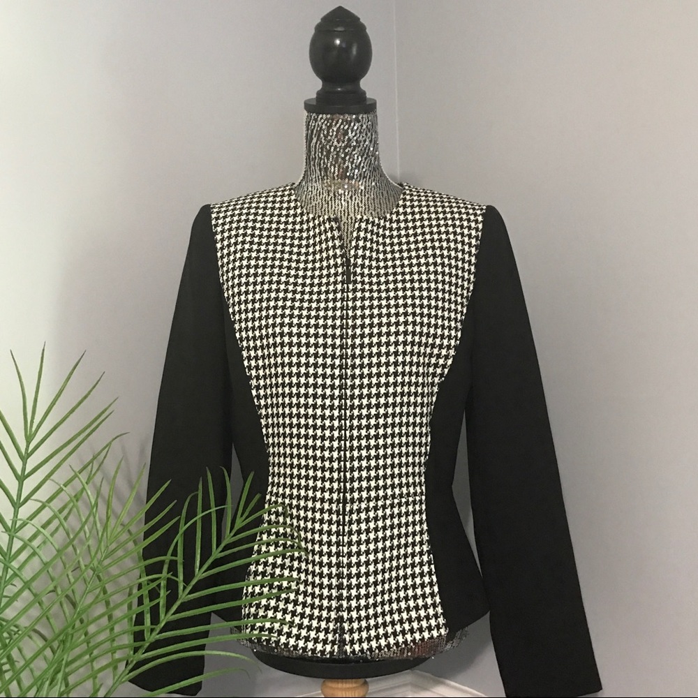 Tahari Arthur S Levine Houndstooth Inset Blazer
