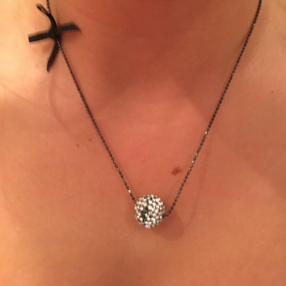 Betsey Johnson Silver Ball Necklace w/bow