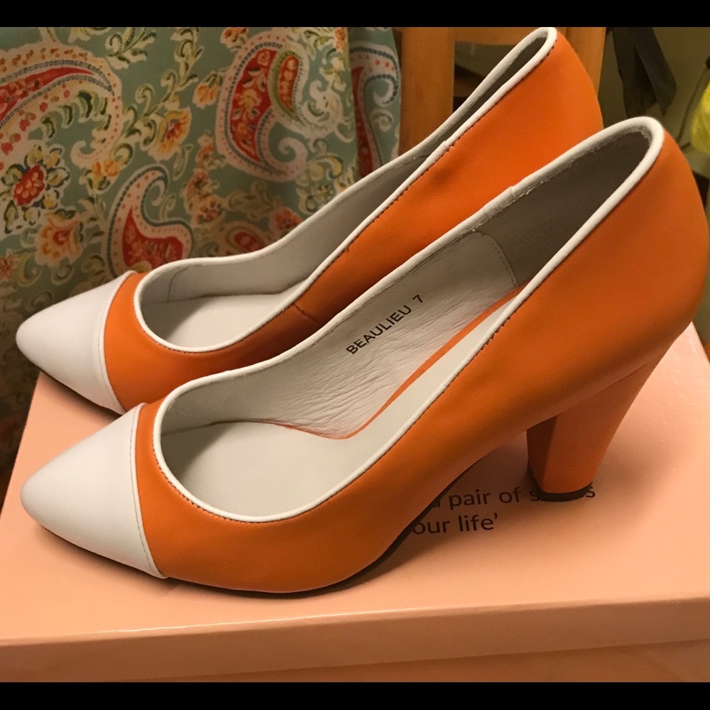 Beautiful orange and white heels