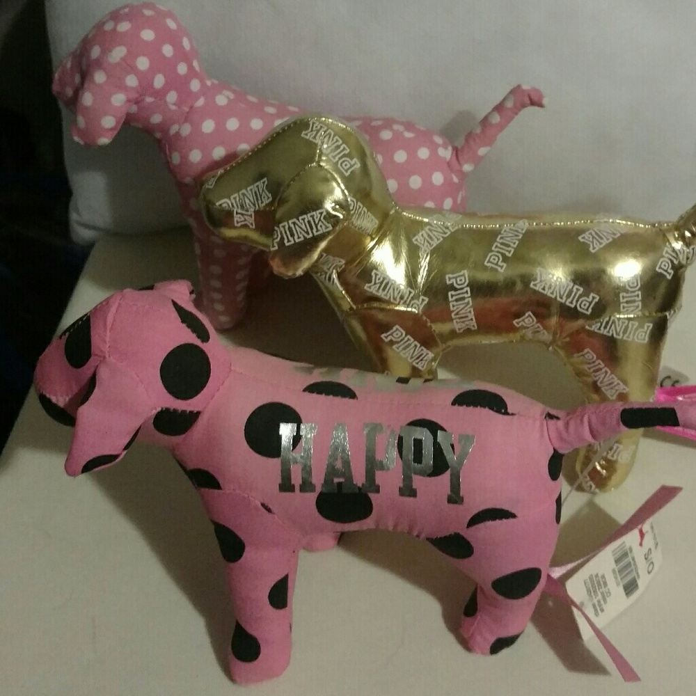Pink dogs! Set of 3 one gold RARE and one new tags