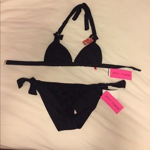 Betsey Johnson Black Polka-dot Bikini