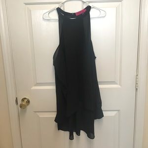 Black high low cold shoulder top