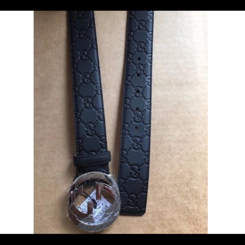 NWT Authentic Gucci men's black Guccissima belt