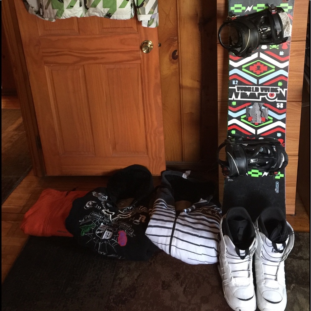 Snowboard , boots and clothing