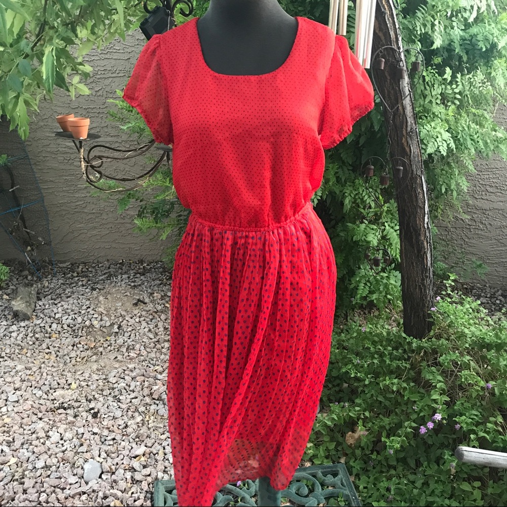 Downeast Basics Red Polka dot dress