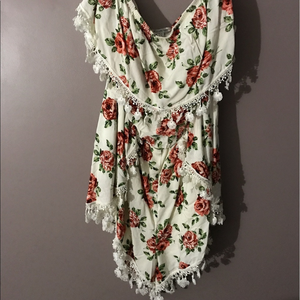 **never worn** strapless floral romper