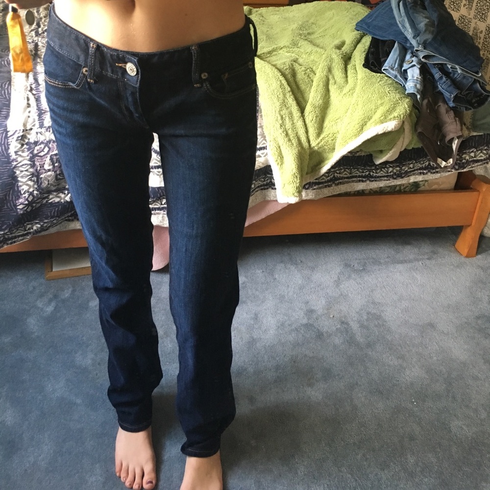 Express dark wash low rise skinny jeans