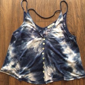 Navy blue tie dye tank top