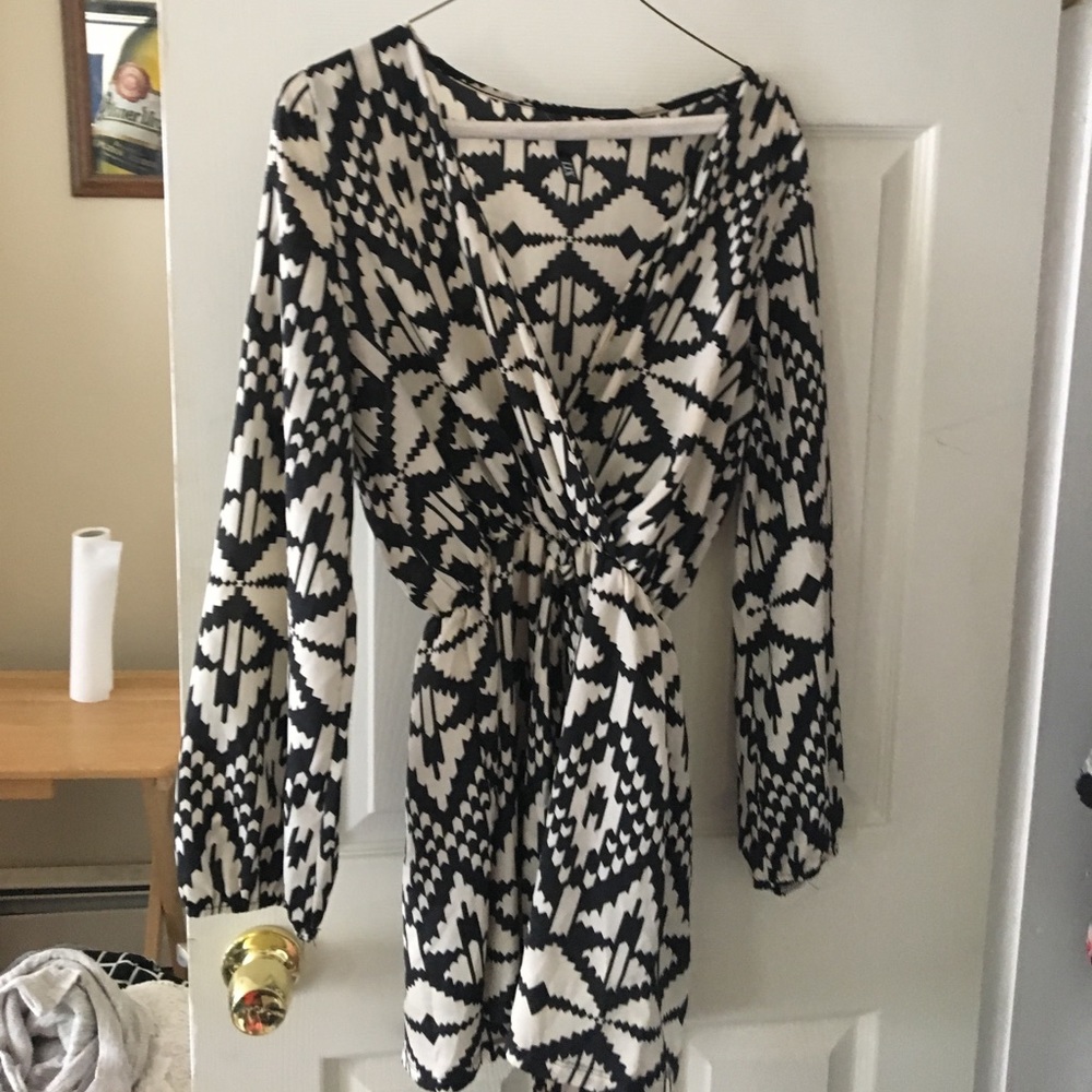 Black and white print romper