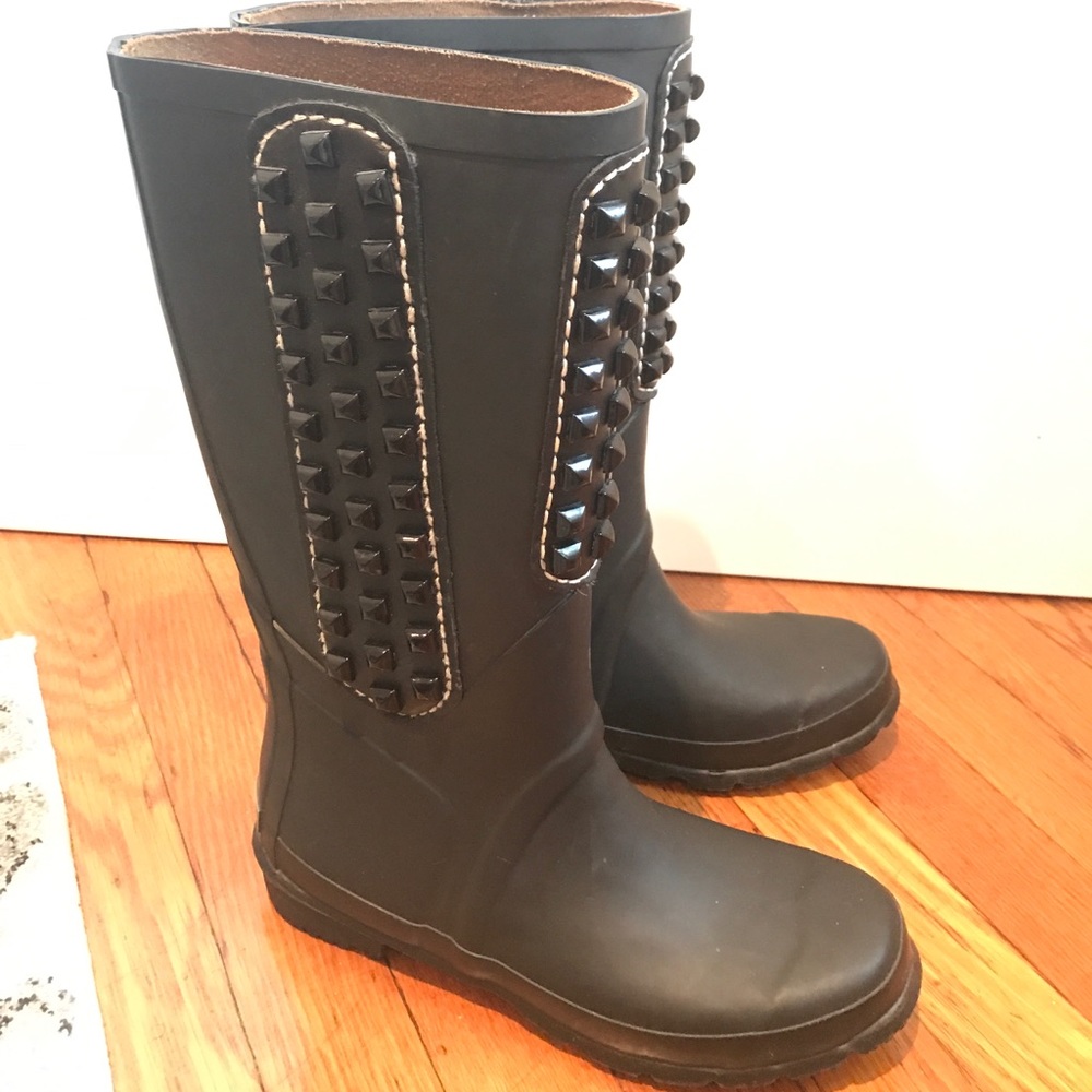 BCBG Maxazria Studded Black Rain Boots