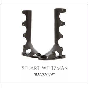 STUART WEITZMAN BLACK LEATHER BACKVIEW GLADIATOR