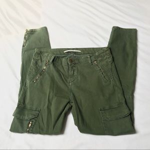 ZARA Green Cargo Zipper Ankle Skinnies