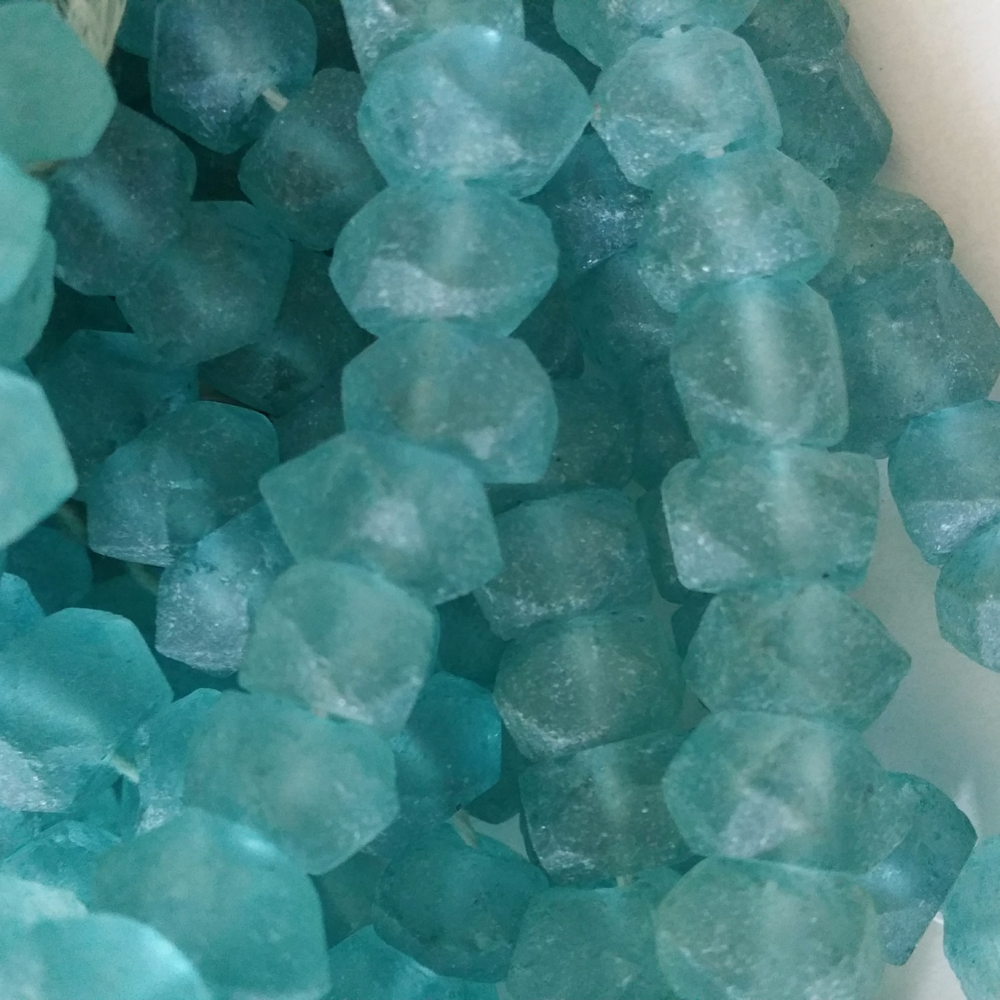 DIY - turqoise strand of sea glass beads - Craft