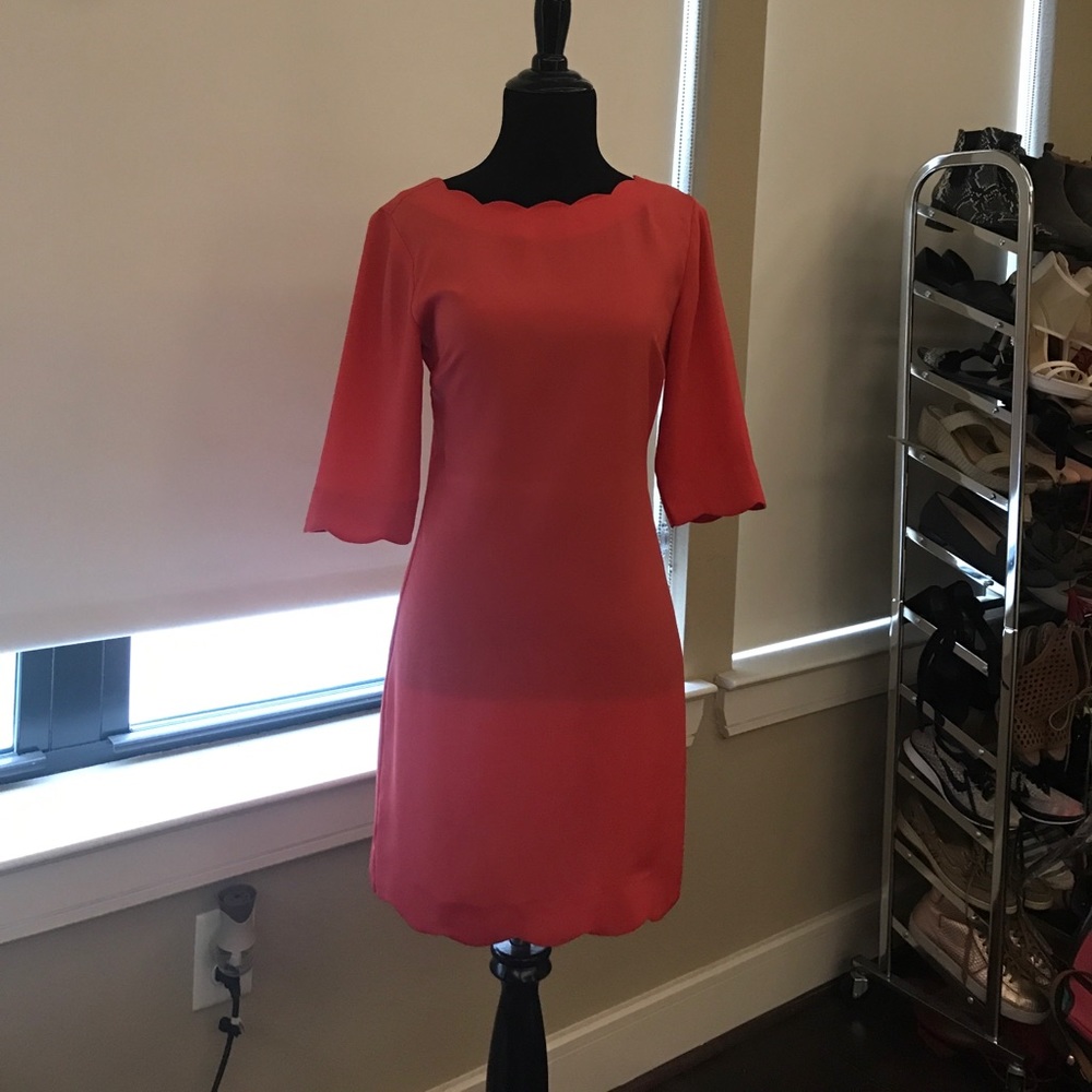 coral asos scallop dress