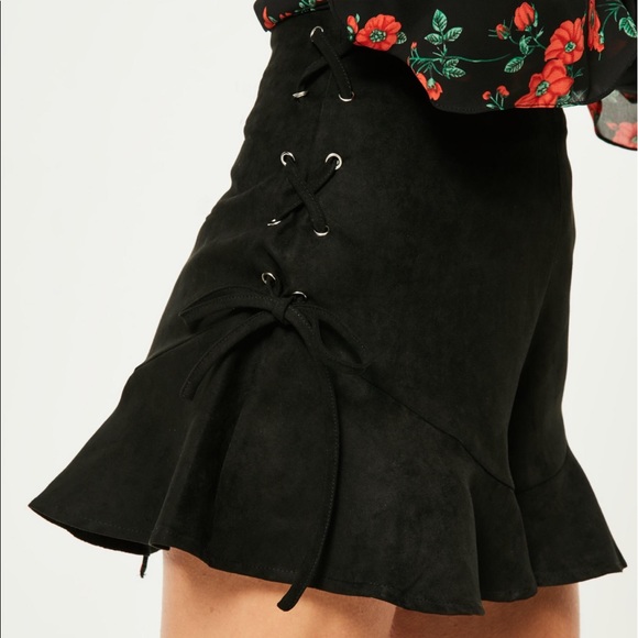 Black faux suede shorts - Picture 2 of 5