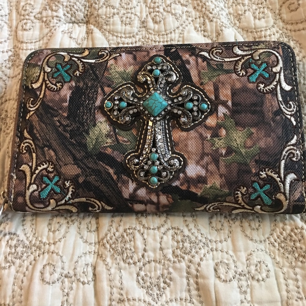Brand new camo and teal wallet