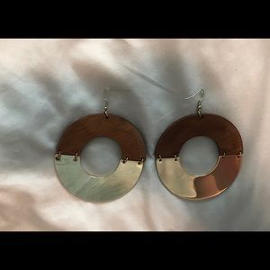 ALDO Wood & Gold Hoop Earrings