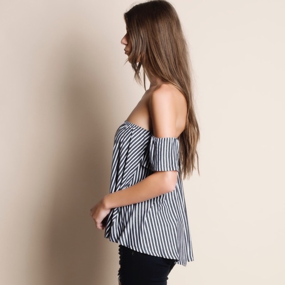Striped Off Shoulder Top - Picture 2 of 4