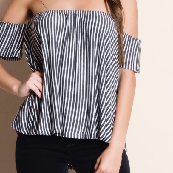 Striped Off Shoulder Top - Picture 4 of 4