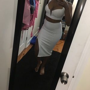 Hot Miami styles all white croptop and skirt set