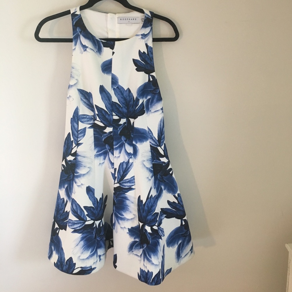 Printed Fit-And-Flare Crewneck Dress