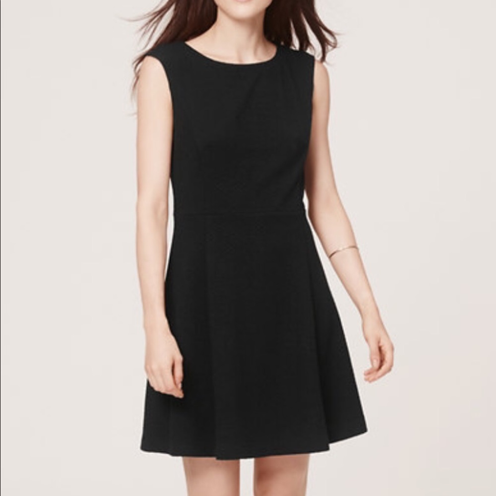 Ann Taylor loft quilted diamond flare dress black