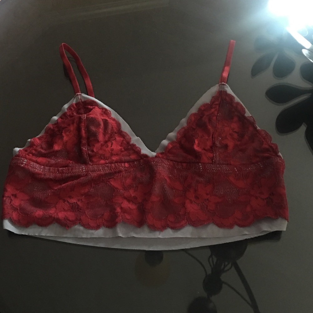 Free People Red Lace Bralette