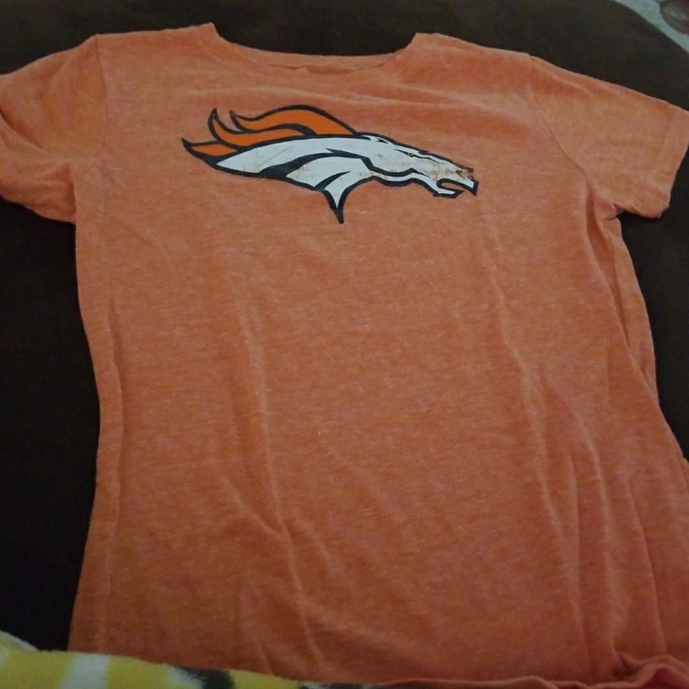 orange Broncos NFL crew neck t shirt