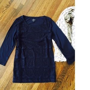 Loft navy lace top XXS