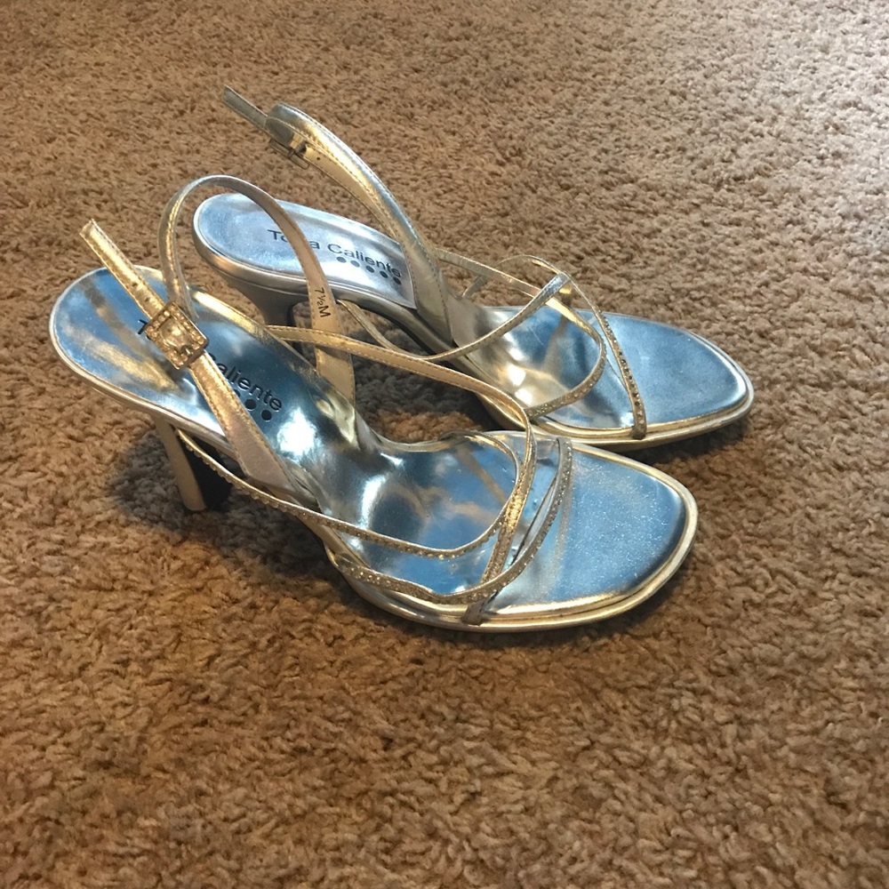 Silver high heels