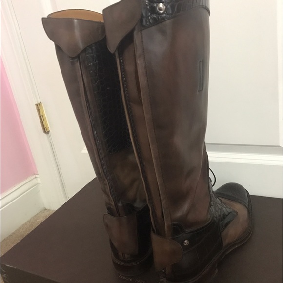 Brown Leather and Crocodile Gucci Riding Boots - Picture 5 of 7