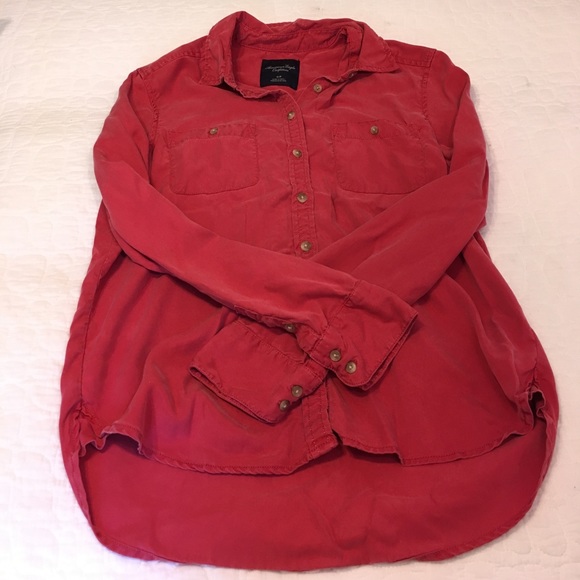 Red AMERICAN EAGLE button up - Picture 1 of 3