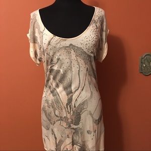 Peach Print Calvin Klein Embellished Top