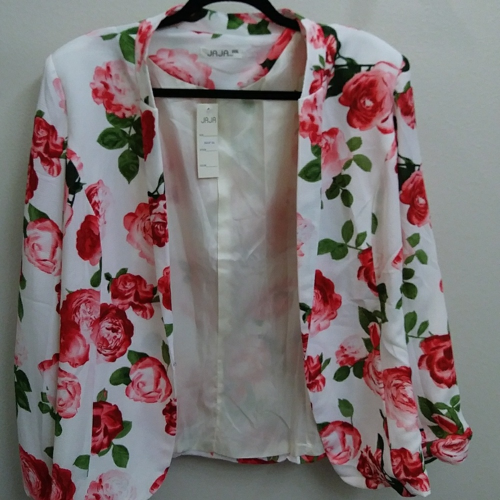 Floral Pink Rose Blazer