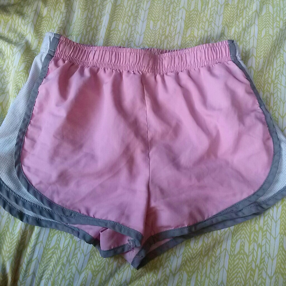 Pink and grey exercise shorts