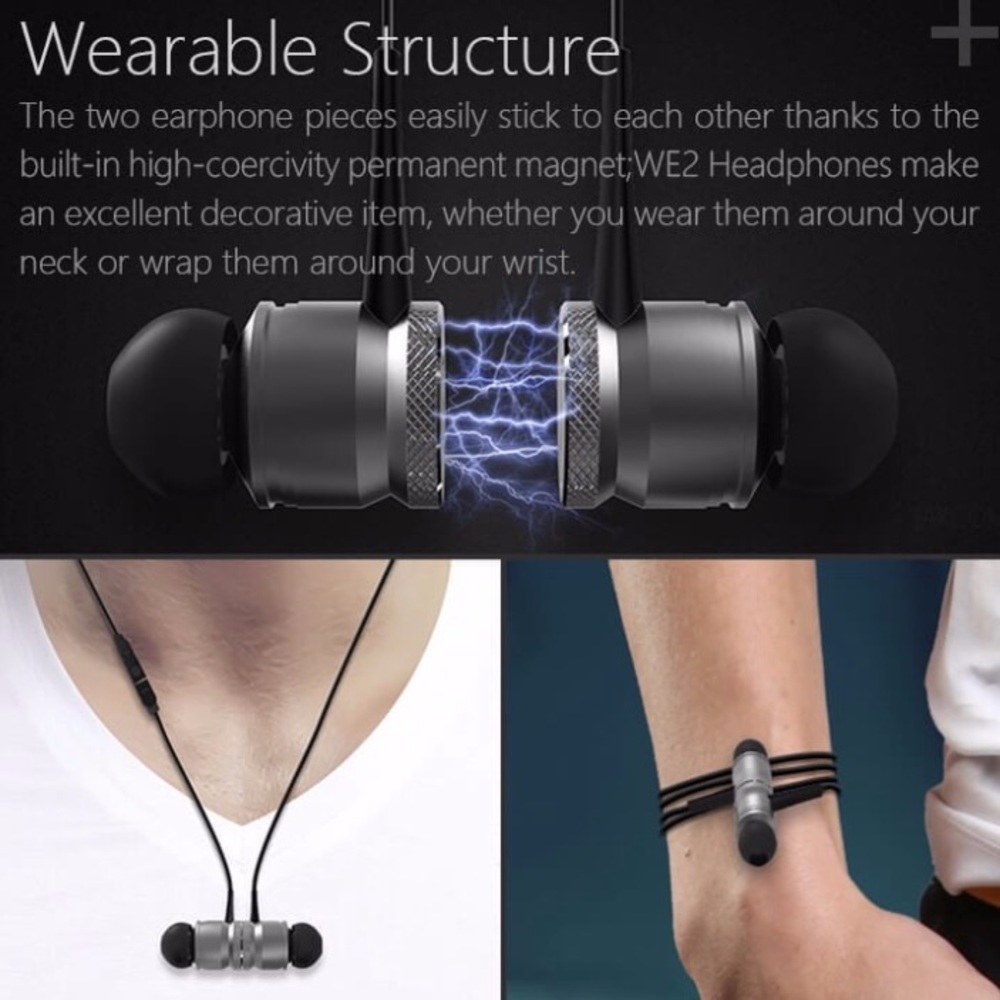 Pink Wearable magnetic Bluetooth earphones - Picture 7 of 7